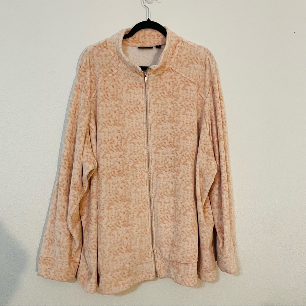 Susan Graver weekend Women's Cream pink Zip-Up Jacket size 5X cozy super soft